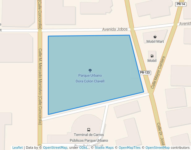 walking in Parque Urbano Dora Colón Clavell map in Guaynabo