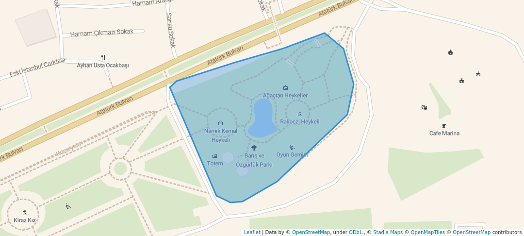 walking in Barış ve Özgürlük Parkı map in Tekirdağ