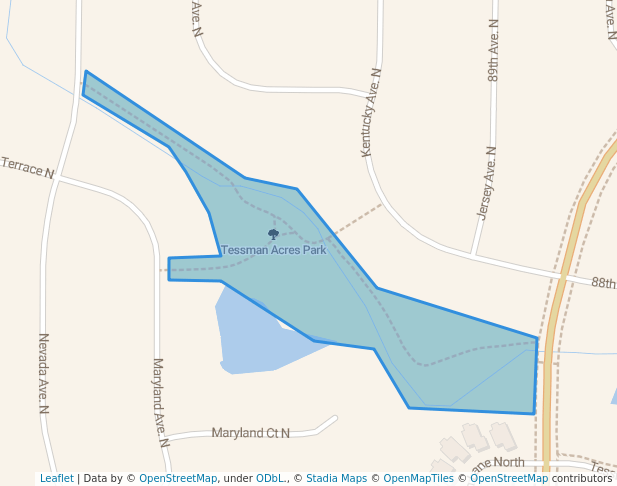 walking in Tessman Acres Park map in Brooklyn Park