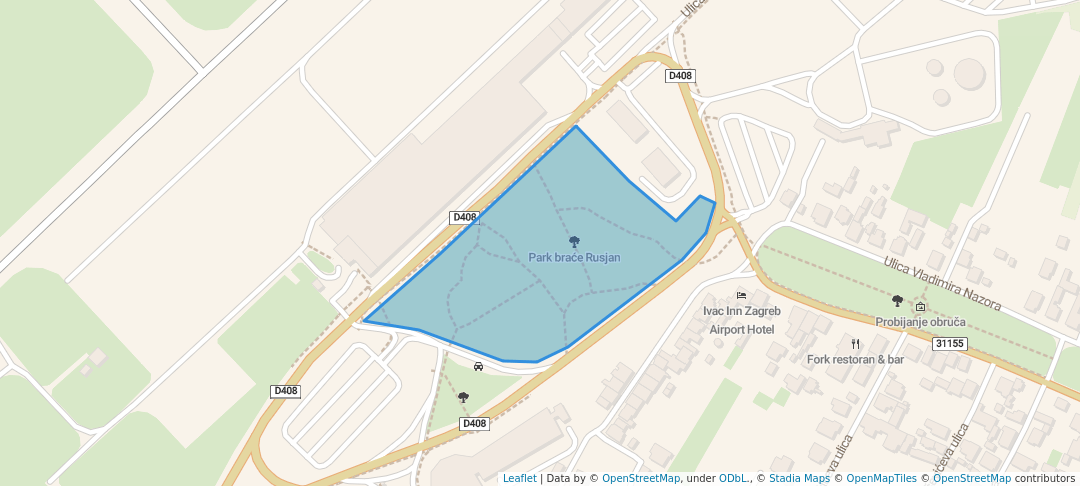 walking in Park braće Rusjan map in Zagreb