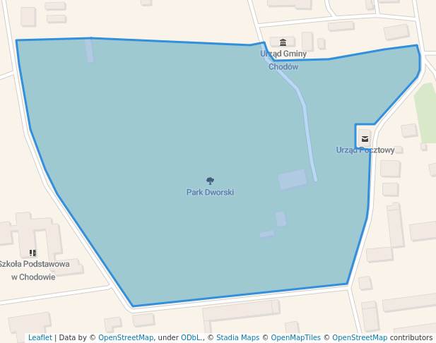 walking in Park Dworski map in Chodów