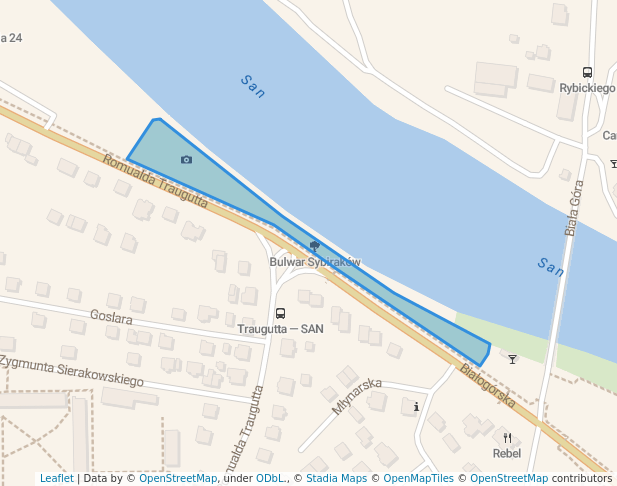 walking in Bulwar Sybiraków map in Sanok