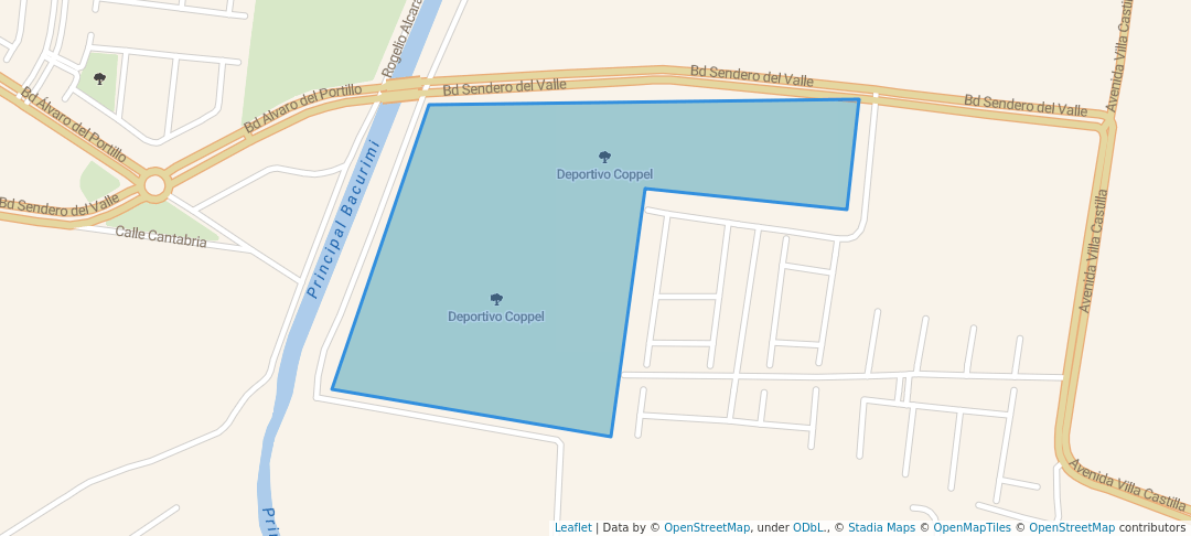 walking in Deportivo Coppel map in Bacurimi