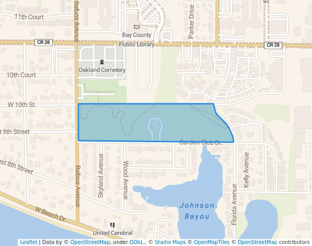 walking in Bay Memorial Park map in Panama City