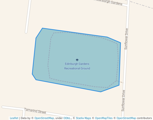 walking in Edinburgh Gardens Recreational Ground map in Chaguanas