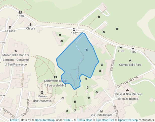 walking in L'Ortaglia di Palazzo Moroni map in Bergamo