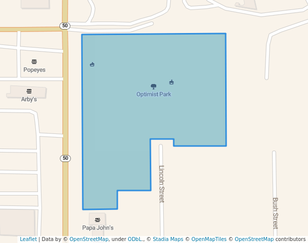walking in Optimist Park map in Jackson