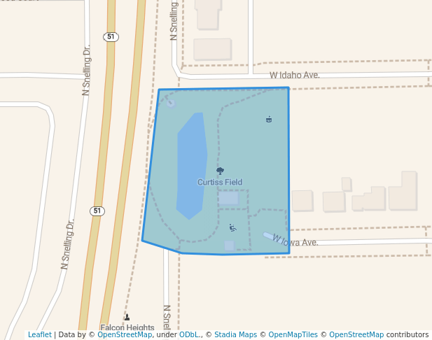 walking in Curtiss Field map in Falcon Heights