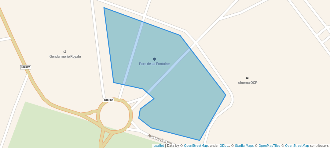 walking in Parc de La Fontaine map in Khouribga