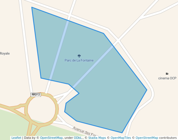 walking in Parc de La Fontaine map in Khouribga