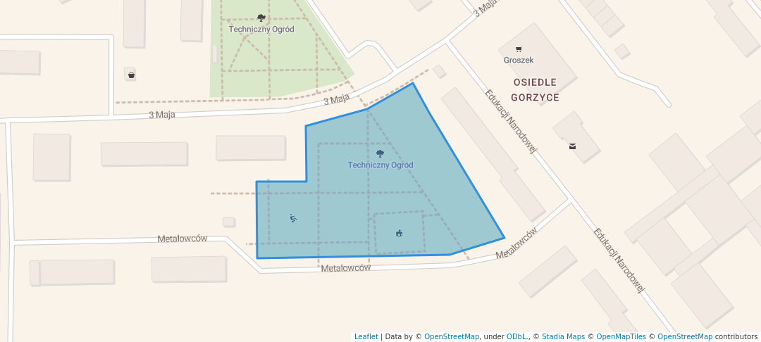 walking in Techniczny Ogród map in Gorzyce