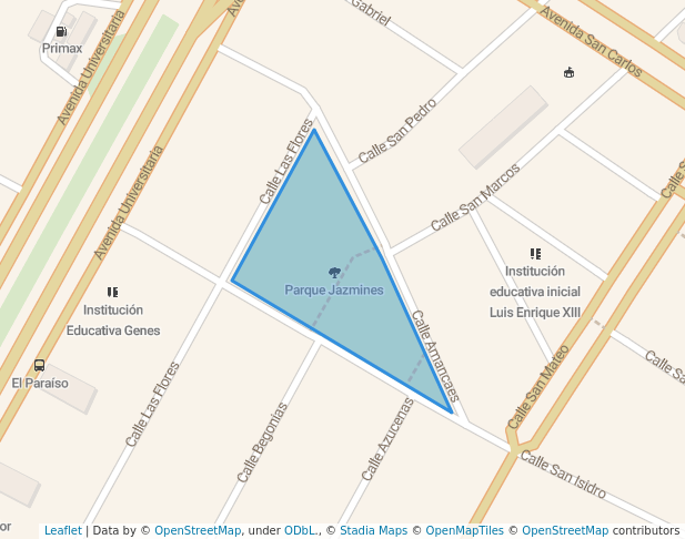 walking in Parque Jazmines map in Comas