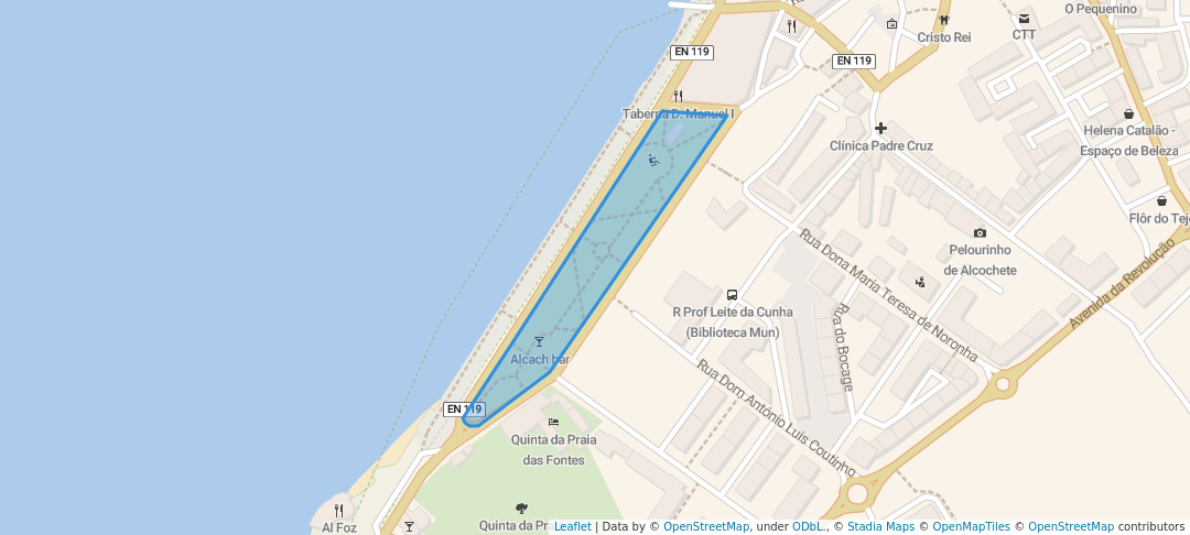 walking in Jardim da Avenida Dom Manuel I map in Alcochete