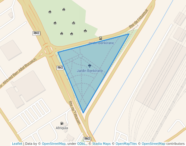 walking in Jardin Benkirane map in Tangier