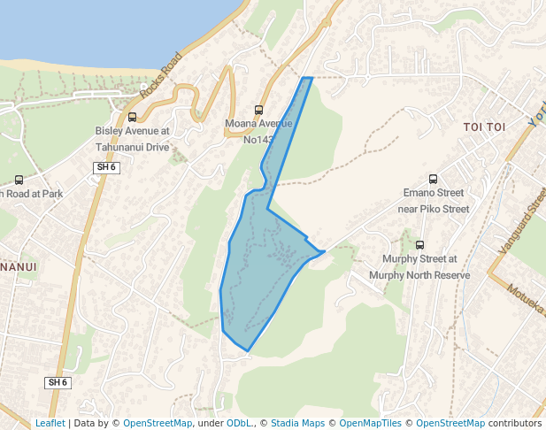 walking in Pipers Reserve map in Nelson