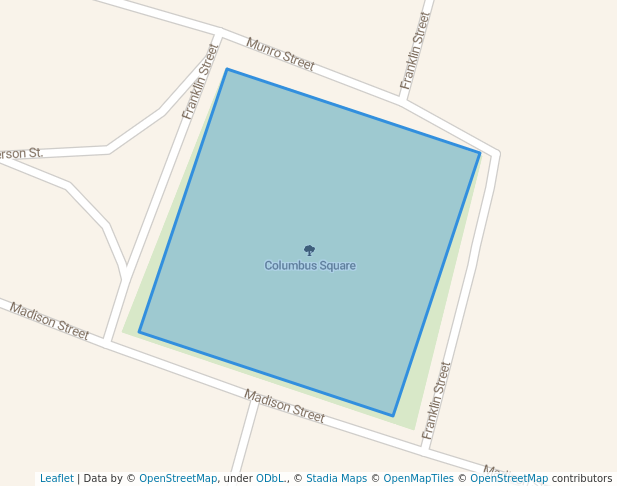 walking in Columbus Square map in Darien