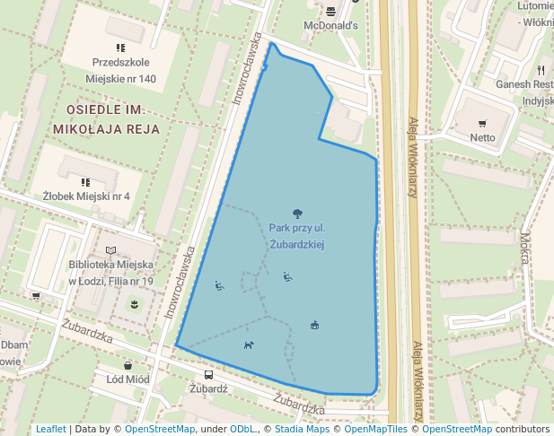 walking in Park przy ul. Żubardzkiej map in Łódź
