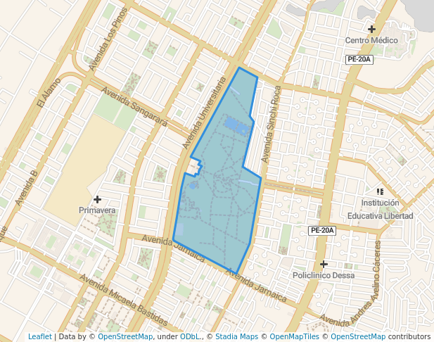 walking in Sinchi Roca Zonal Club map in Comas