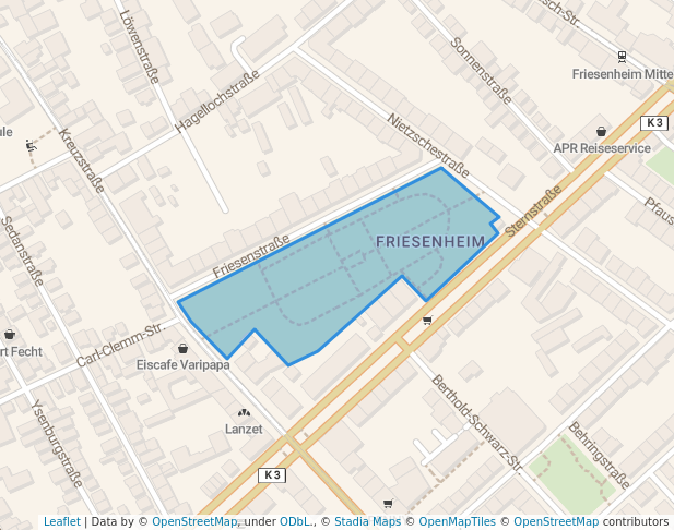 walking in Friesenpark map in Ludwigshafen am Rhein