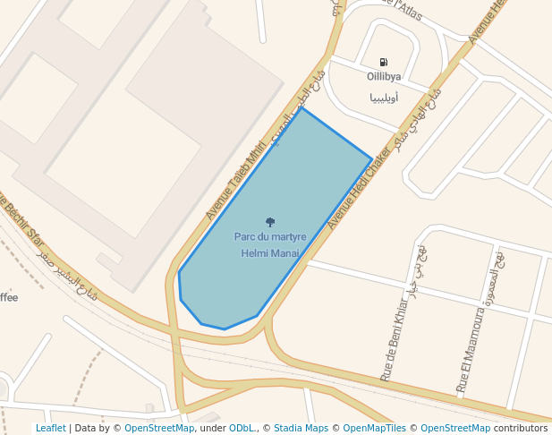 walking in Parc du martyre Helmi Manai map in Tunis