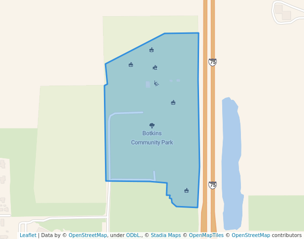 walking in Botkins Community Park map in Botkins