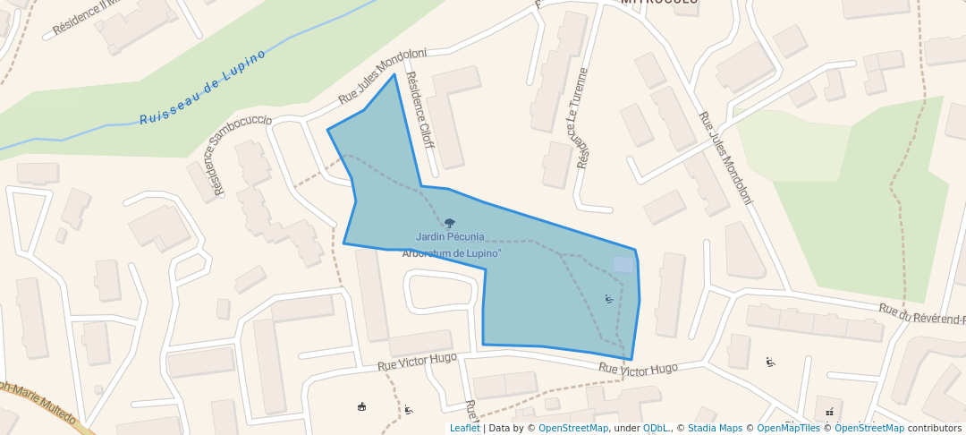 walking in Jardin Pécunia "Arboretum de Lupino" map in Bastia