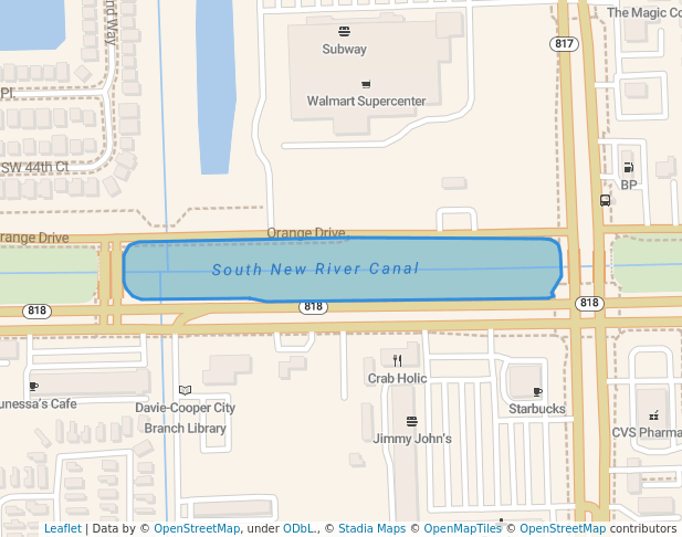 walking in Orange Drive Linear Park map in Davie