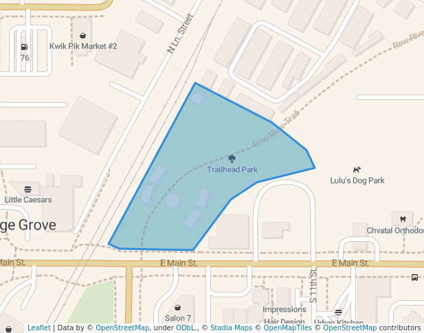 walking in Trailhead Park map in Cottage Grove