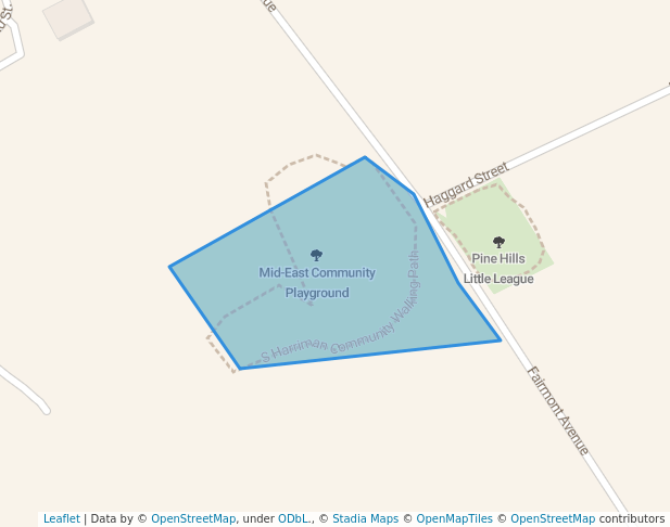 walking in Mid-East Community Playground map in Harriman