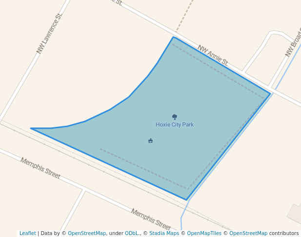 walking in Hoxie City Park map in Hoxie