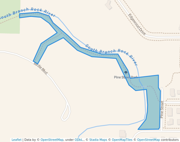 walking in Pine Street Park map in Waupun