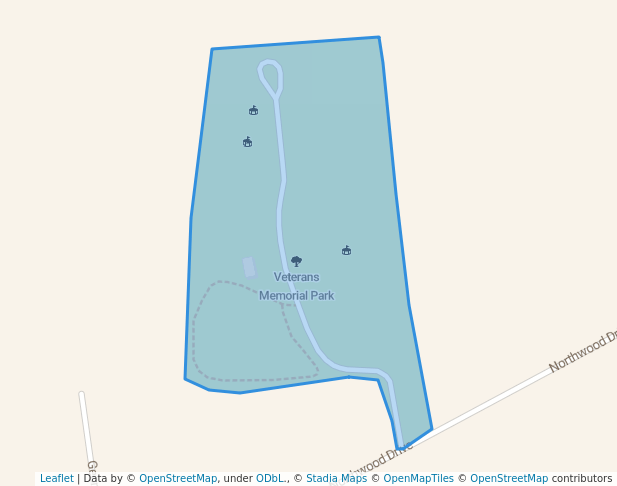 walking in Veterans Memorial Park map in Huntingdon