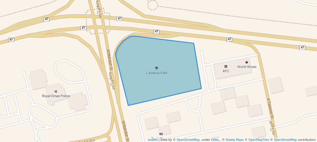 walking in L'Avenue Park map in Salalah