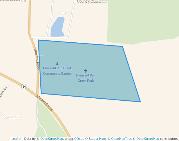 walking in Pleasant Run Creek Park map in Bolivar