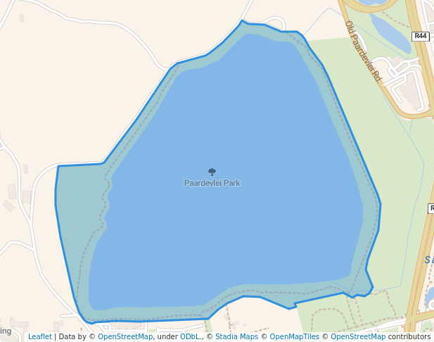 walking in Paardevlei Park map in Cape Town