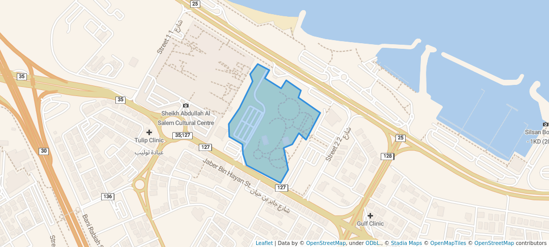 walking in Winter wonderland Park est 2022 map in Salmiya
