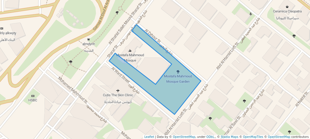 walking in Mostafa Mahmoud Mosque Garden map in Giza