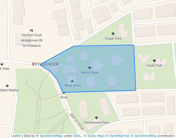 walking in Miraç Parkı map in Adana