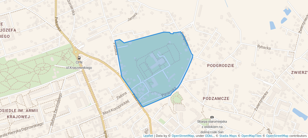 walking in Jarosław Cultural Park - Benedictine sisters abbey map in Jarosław