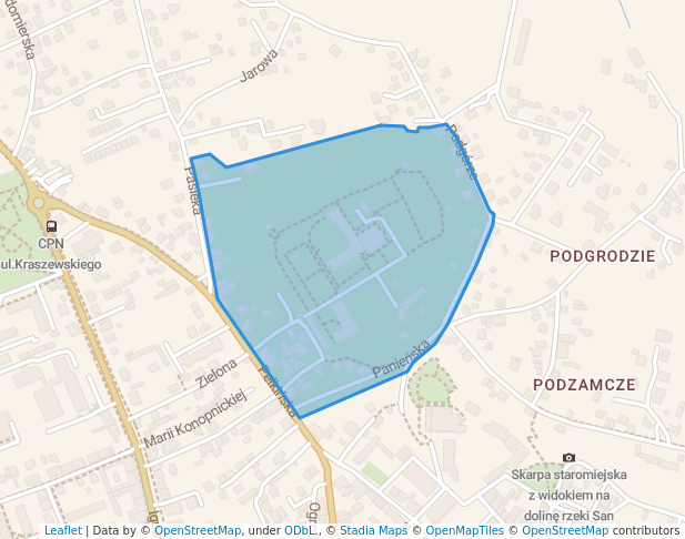 walking in Jarosław Cultural Park - Benedictine sisters abbey map in Jarosław