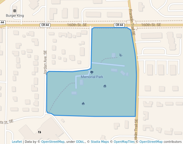 walking in Memorial Park map in Prior Lake