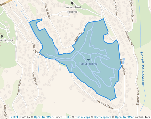 walking in Tainui Reserve map in Havelock North