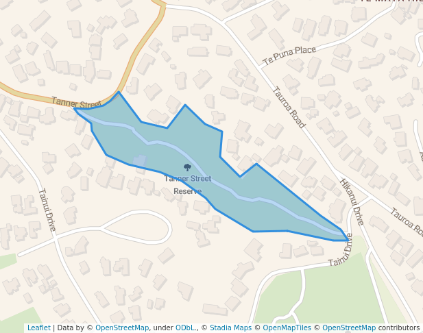 walking in Tanner Street Reserve map in Havelock North