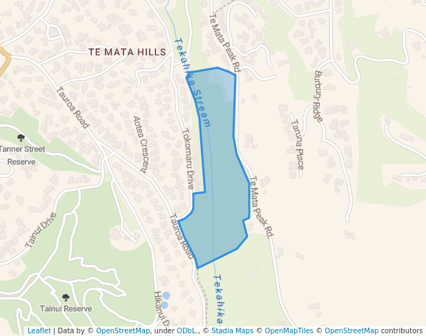 walking in Tauroa Road Reserve map in Havelock North
