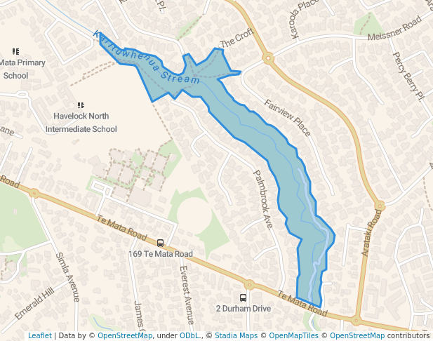 walking in Palmbrook Reserve map in Havelock North