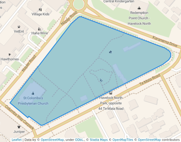 walking in Havelock North Domain map in Havelock North