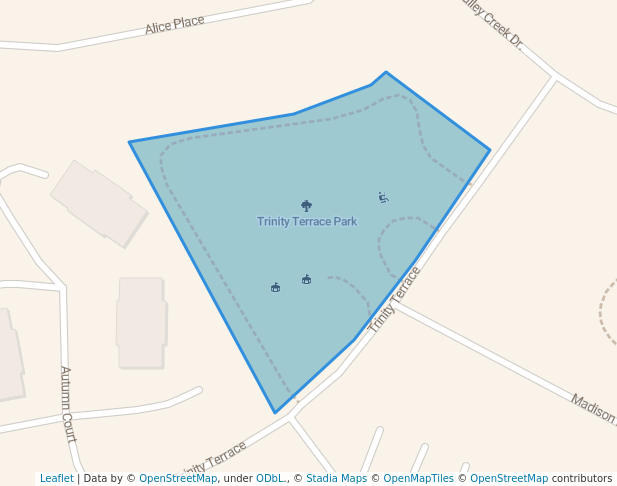 walking in Trinity Terrace Park map in Elgin