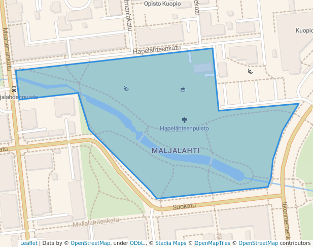 walking in Hapelähteenpuisto map in Kuopio
