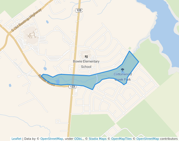 walking in Cottonwood Creek Park map in San Marcos