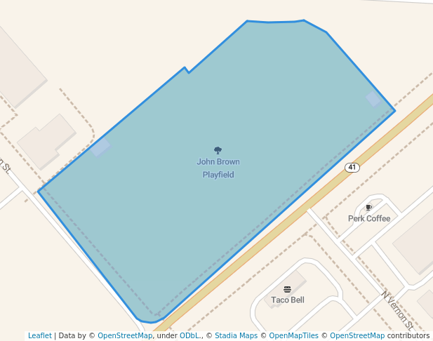 walking in John Brown Playfield map in Rathdrum